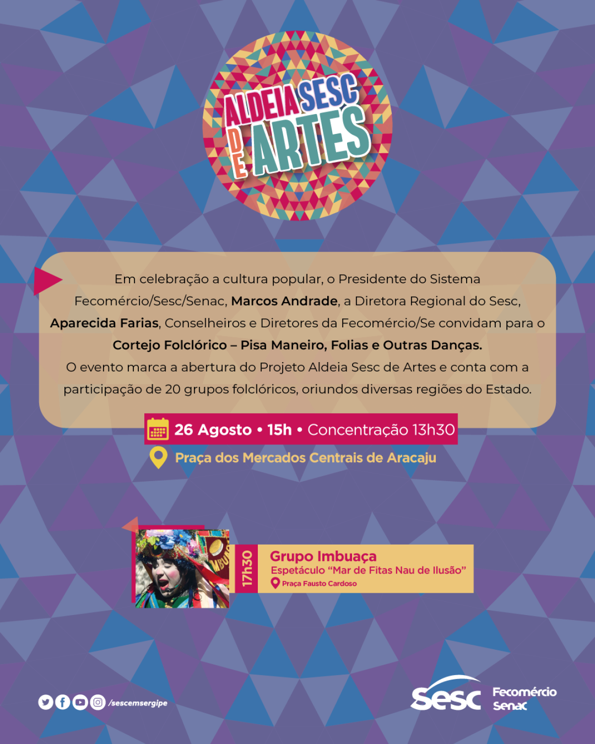 Cortejo folclórico vai percorrer as ruas do Centro de Aracaju - Imagem: Divulgação