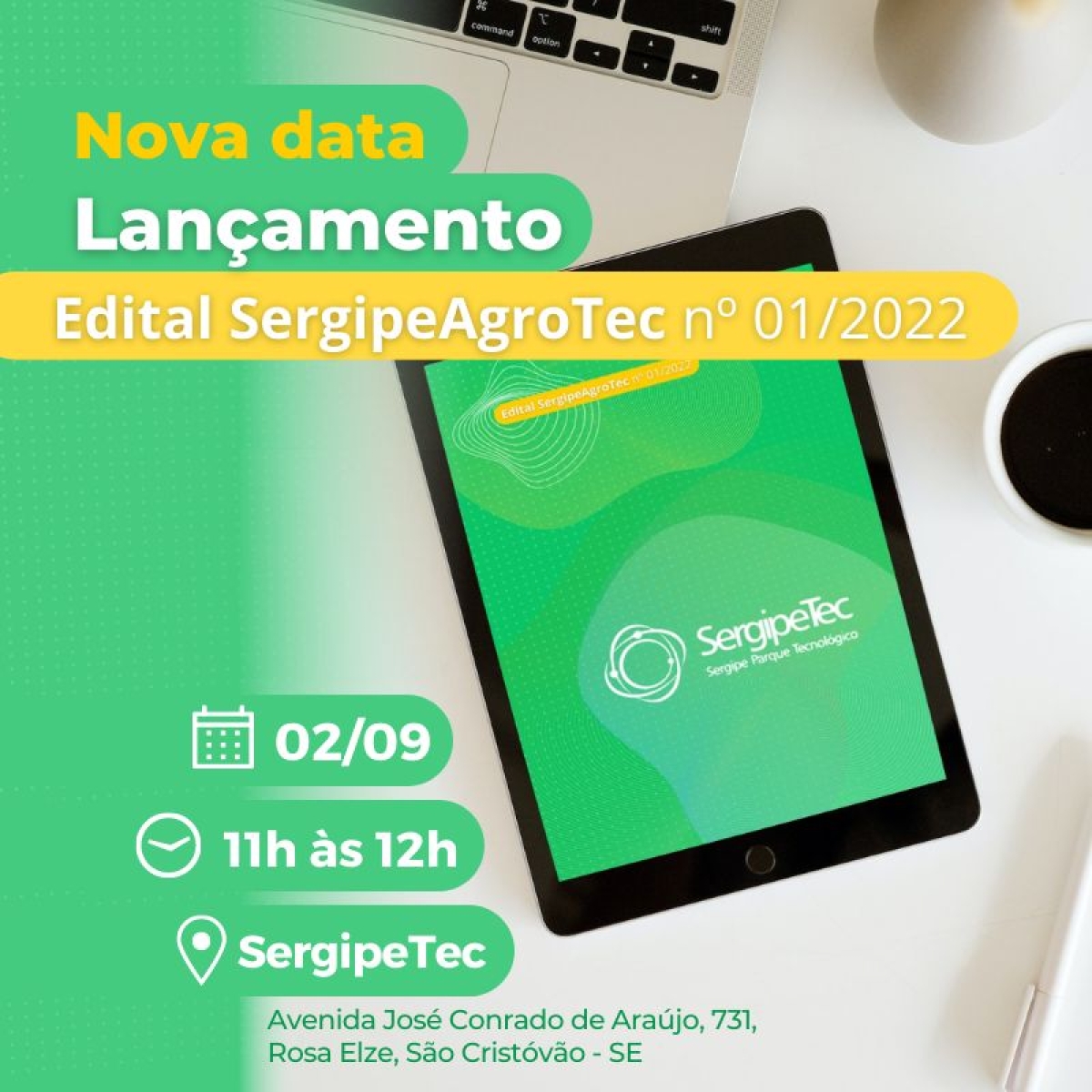 "SergipeAgroTec": Edital de agro do SergipeTec será lançado nesta sexta, 2/9 - Imagem: Divulgação