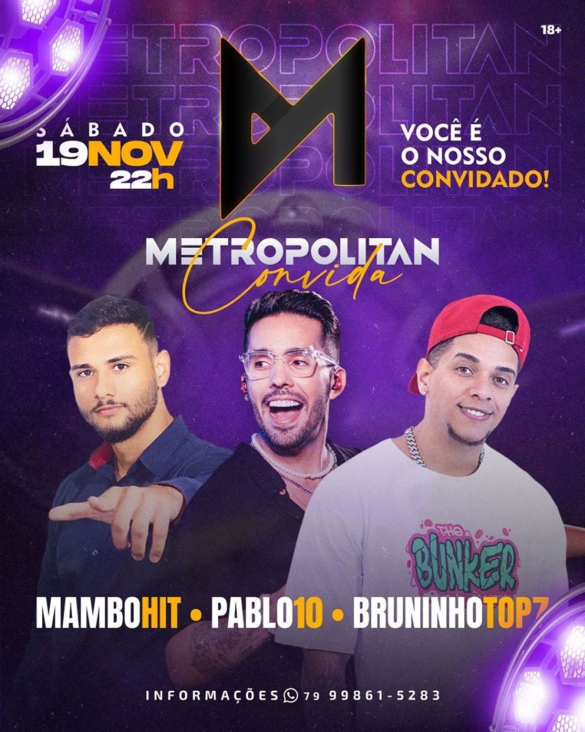 Top 7, Pablo 10 e Mambo Hit se apresentam no Metropolitan - Imagem: Divulgação | Metropolitan Lounge Bar