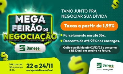 Nesta edição, os clientes poderão parcelar o débito em até 36 vezes, com desconto de até 95% nos encargos da dívida, e ainda concorrer a um prêmio de R$ 10 mil - Imagem: Divulgação | Banese