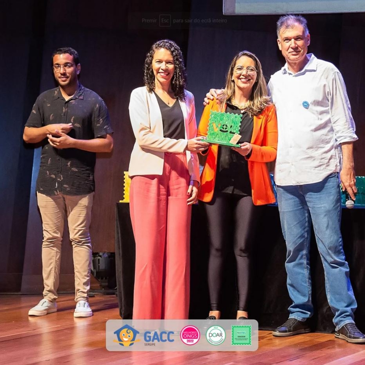 GACC/SE recebe Prêmio VOL, como referência em práticas voluntárias do Brasil - Foto: GACC/SE