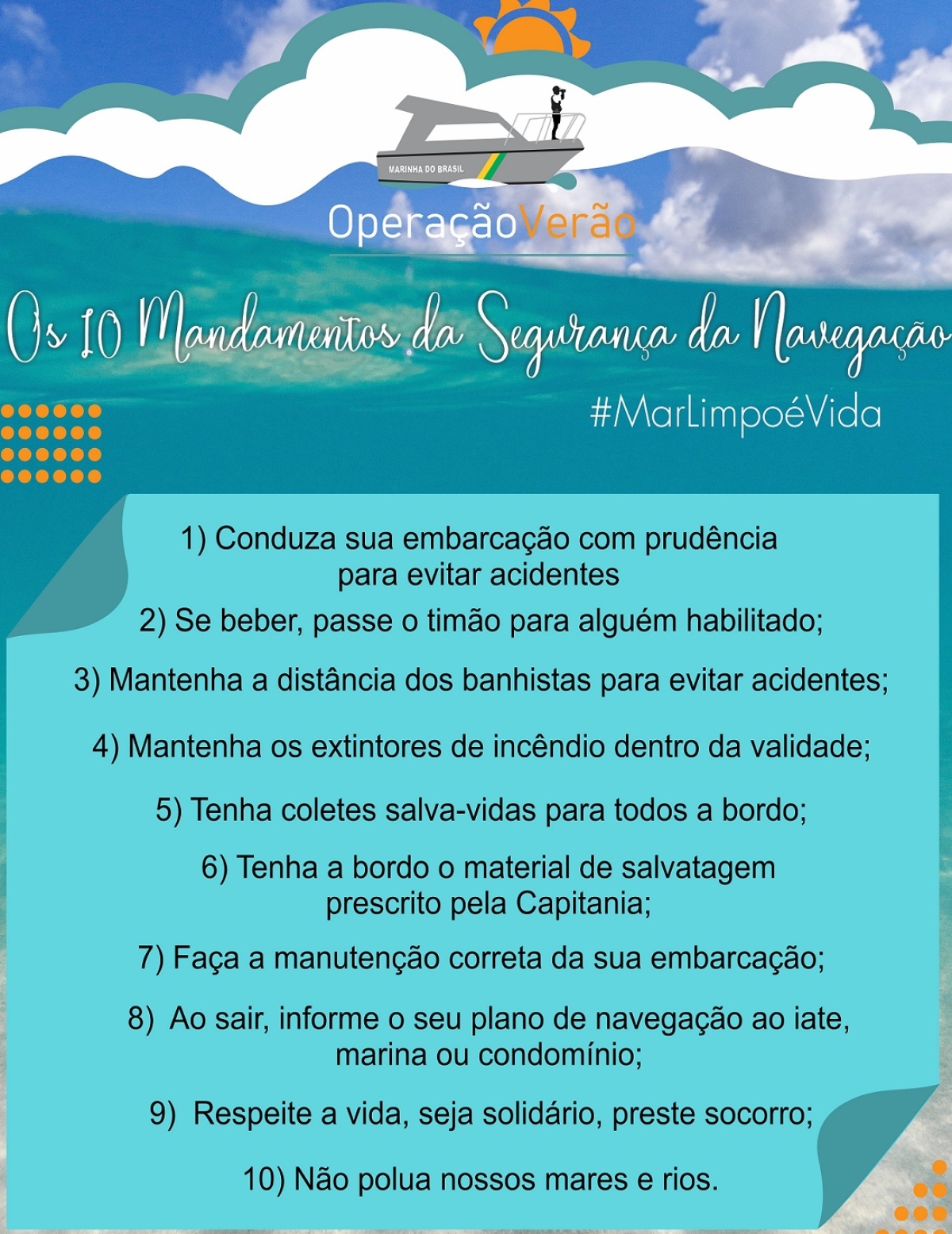 Os 10 mandamentos da Segurança da Navegação  - Imagem: Divulgação