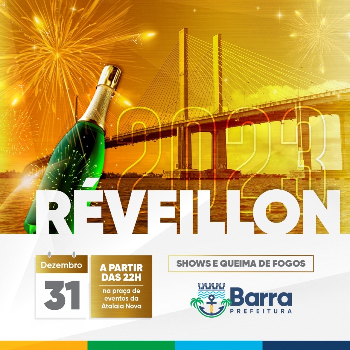 Réveillon 2023: Prefeitura da Barra fará festa com shows e queima de fogos na Atalaia Nova - Imagem: Divulgação | Prefeitura da Barra dos Coqueiros