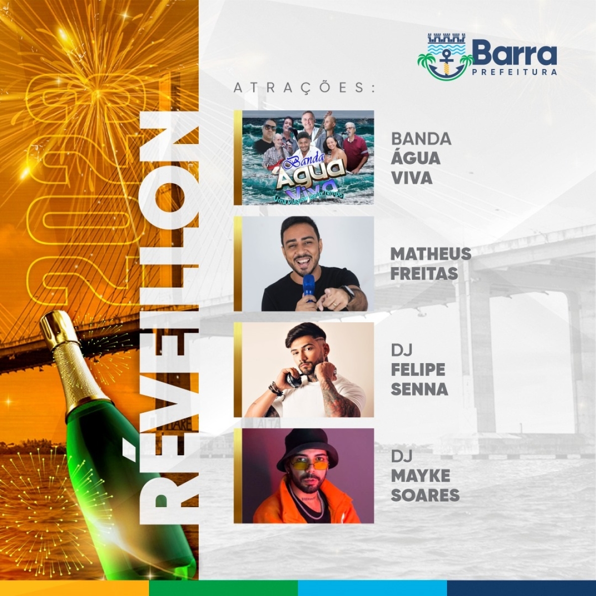 Réveillon 2023: Prefeitura da Barra fará festa com shows e queima de fogos na Atalaia Nova - Imagem: Divulgação | Prefeitura da Barra dos Coqueiros