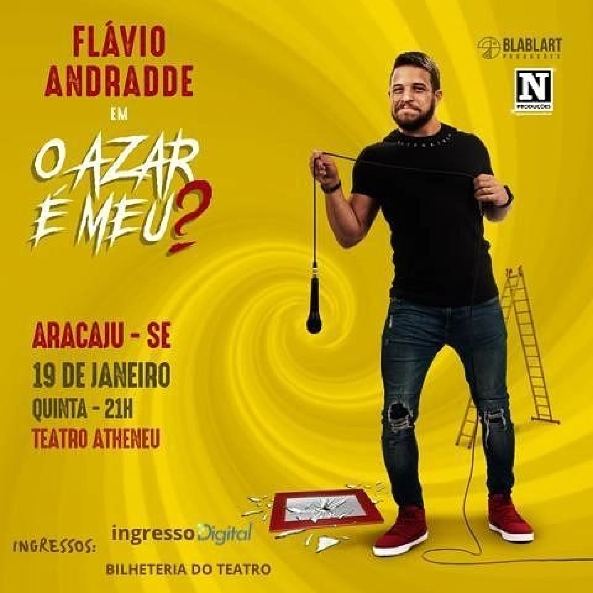 Humorista Flávio Andrade no Teatro Atheneu - Imagem: Divulgação