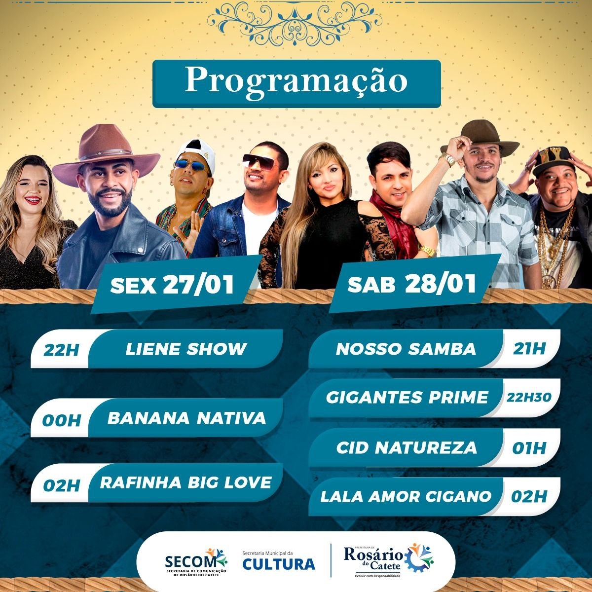 Programação da Festa de São Benedito - Imagem: Divulgação | Prefeitura de Rosário do Catete