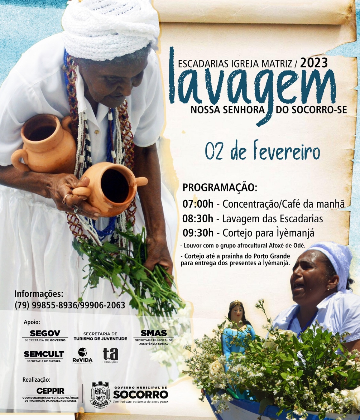 Lavagem das escadarias da Igreja Matriz e cortejo para �?yemanjá - Imagem: Divulgação