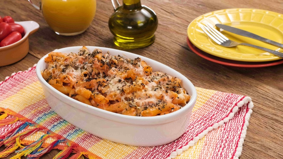 Penne ao forno com presunto e queijo - Foto: Divulgação