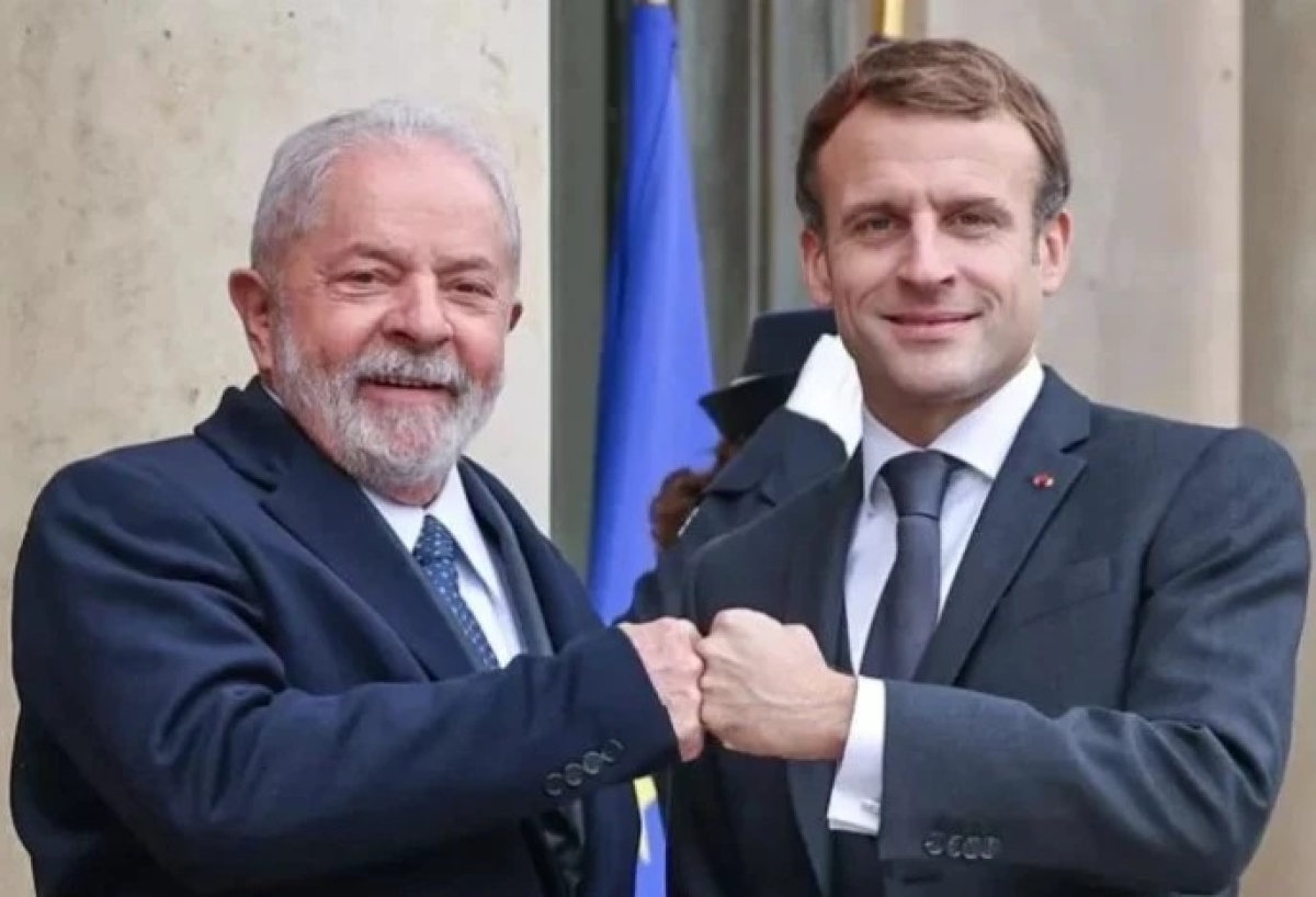 Lula ao lado do presidente da França, Emmanuel Macron - Foto: Divulgação Lula | Ricardo Stuckert