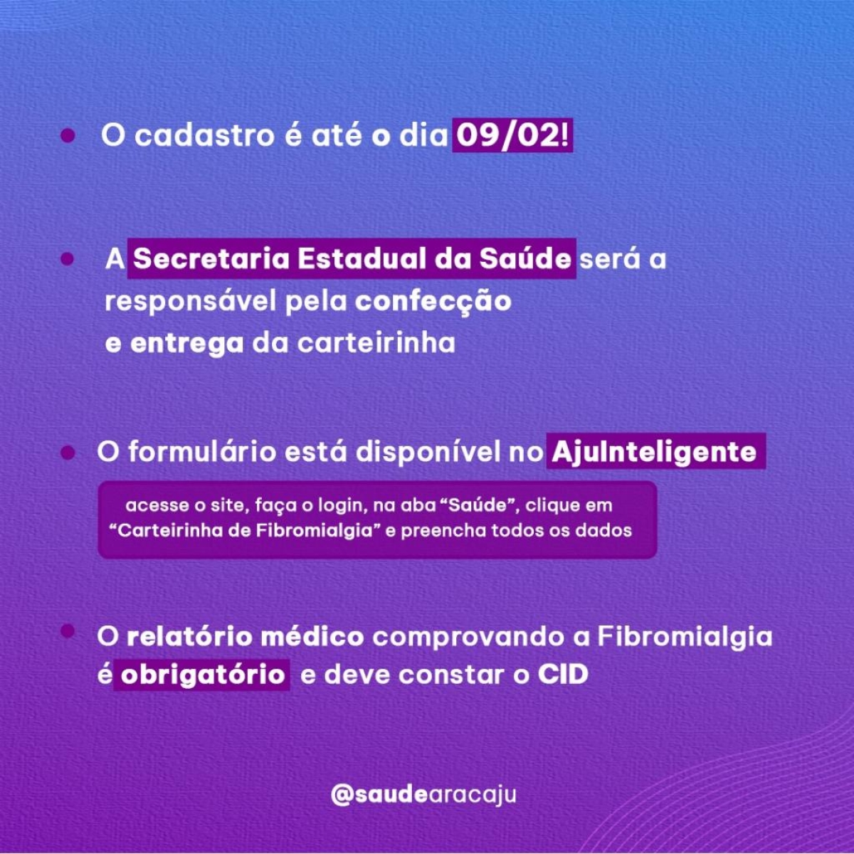 Cadastro para carteira de fibromialgia tem prazo prorrogado - Foto: Ascom | SMS