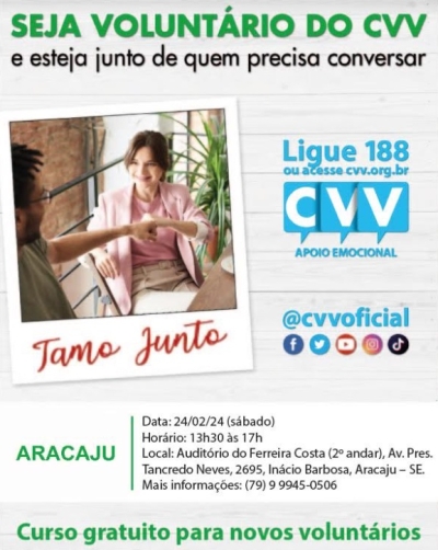CVV abre inscrições para curso de novos voluntários 2024 - Imagem: Divulgação
