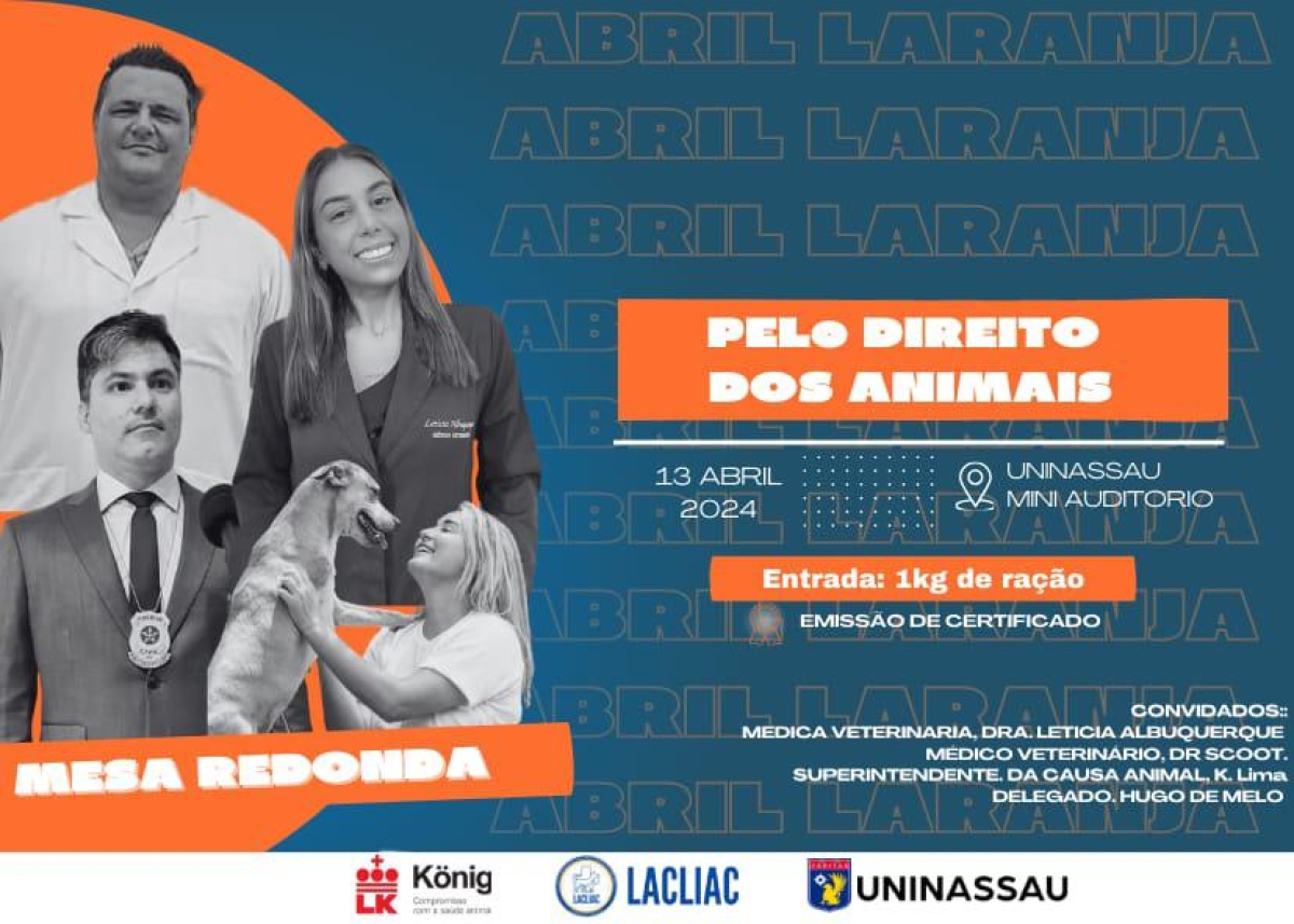 UNINASSAU promove mesa redonda em prol dos direitos dos animais - Foto: Cartaz do evento
