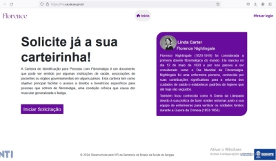 Plataforma para o envio de documentos e solicitação da carteirinha/ Foto: Reprodução