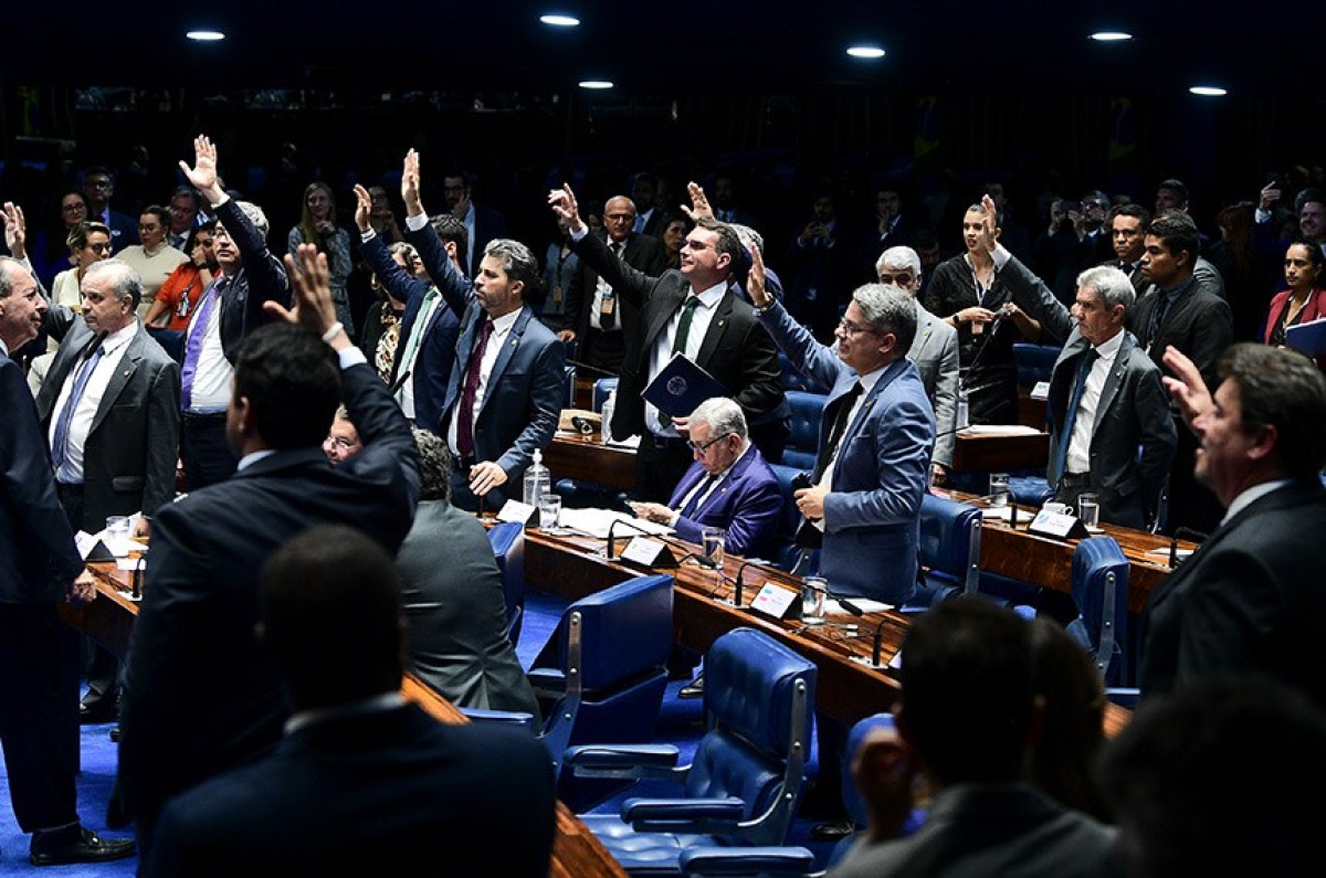 Texto sobre "taxação das blusinhas" foi aprovado em votação simbólica, com votos contrários da Oposição - Foto: Marcos Oliveira/Agência Senado