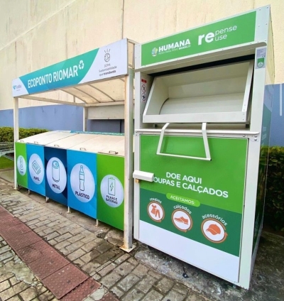 Um dos coletores do projeto "Repense e Reuse" da Humana Brasil no Shopping RioMar Foto: Divulgação