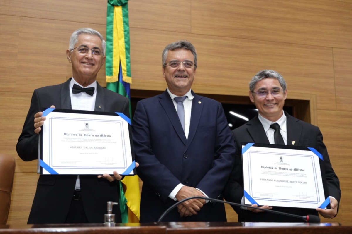 Luciano Pimentel ao lado de José Genival de Andrade e Fernando Augusto de Abreu Coelho - Foto: Joel Luiz/Alese