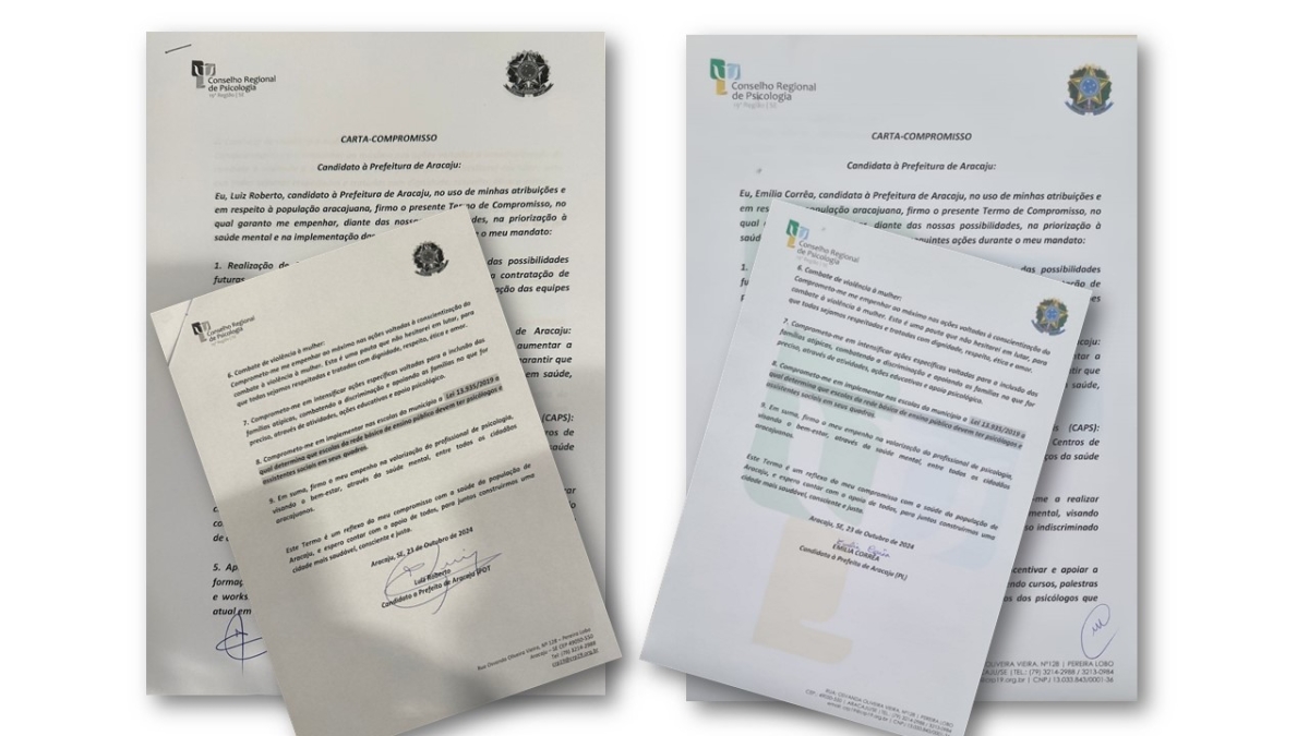 Luiz Roberto e Emília Corrêa assinam carta-compromisso com a psicologia sergipana

