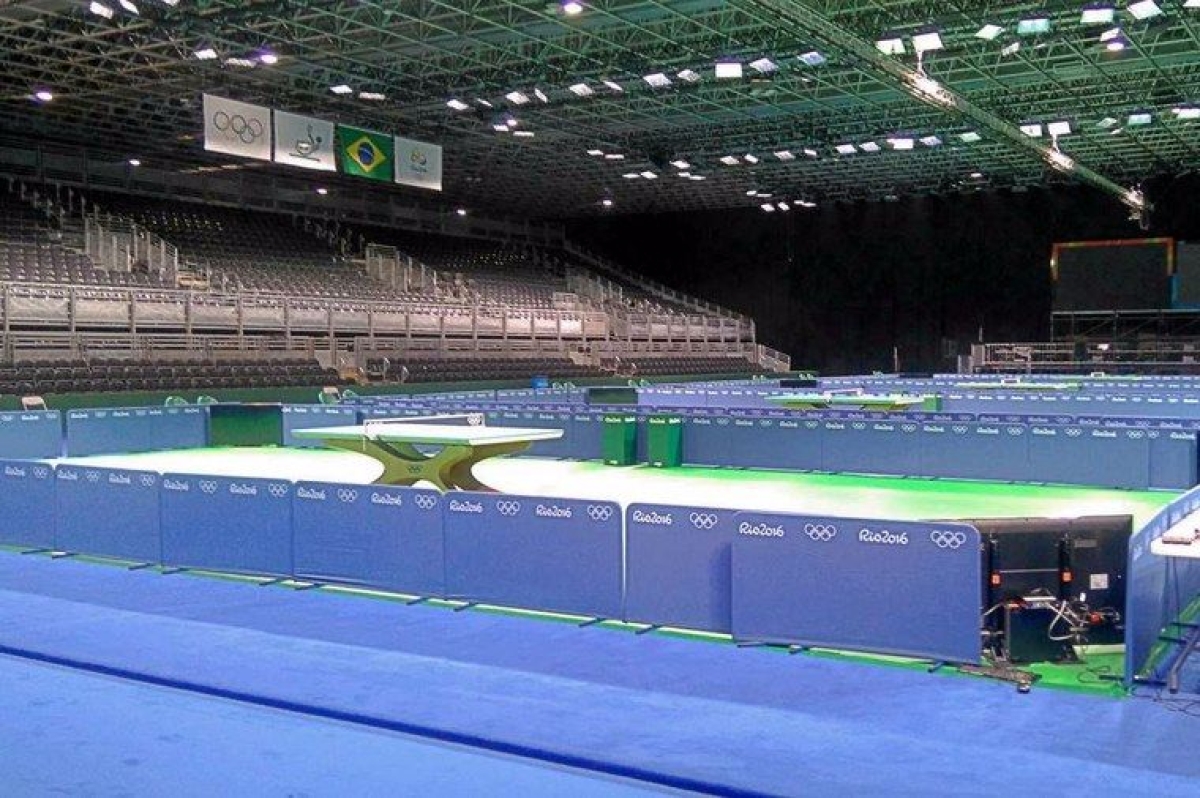 Vis�o geral do pavilh�o do t�nis de mesa no Riocentro (Foto: Gustavo Cunha/Brasil 2016)