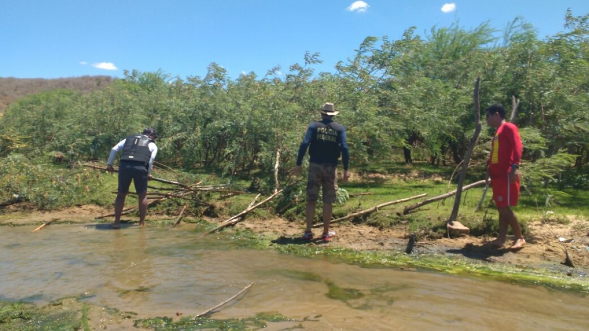 Equipe Aquática da FPI Sergipe retira cercas irregulares nas margens do rio São Francisco (Imagem: Assessoria FPI/SE)