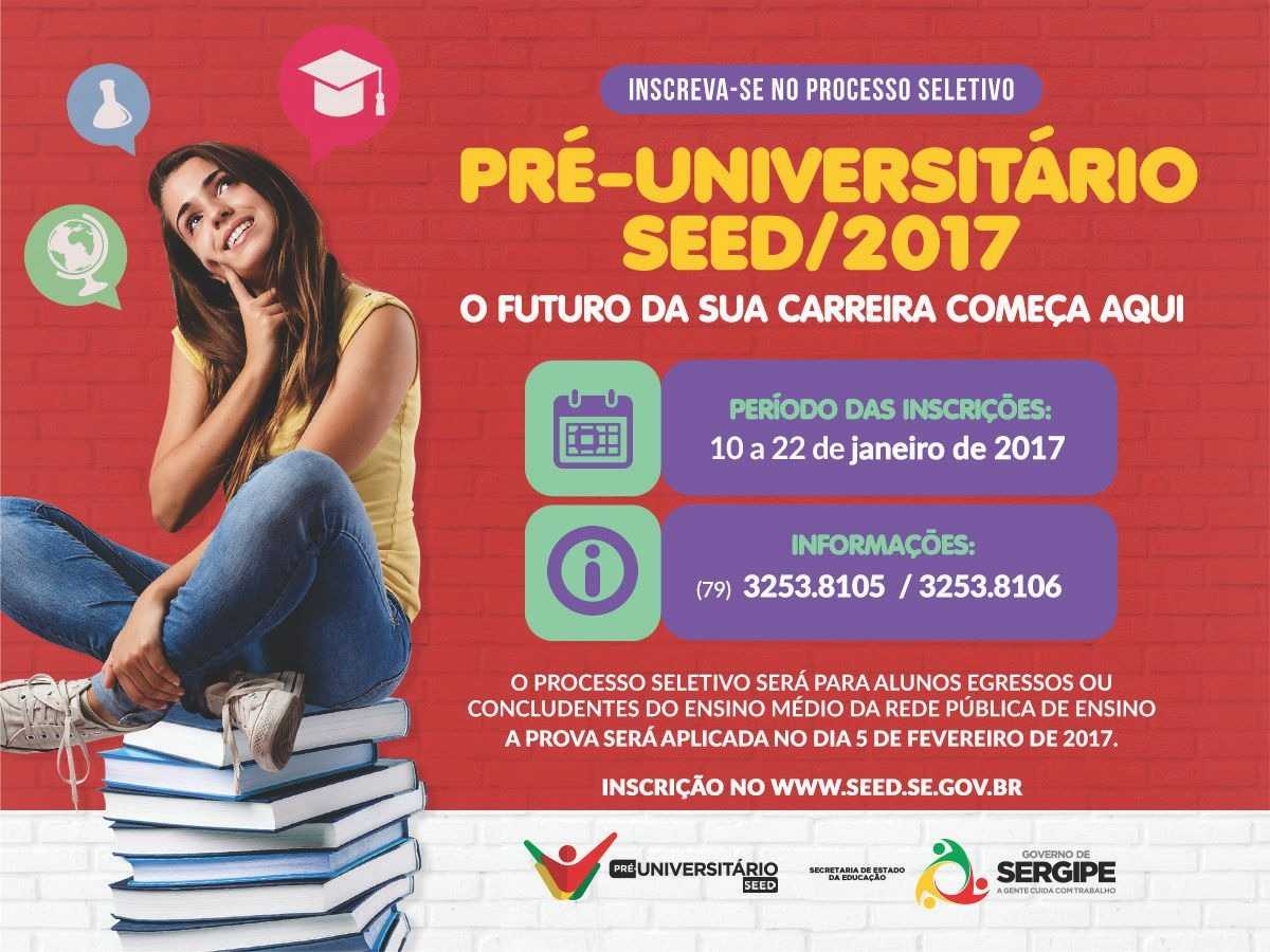 Continuam abertas as inscrições para o Pré-universitário da Seed/Sergipe (Imagem: Divulgação/Seed/SE)