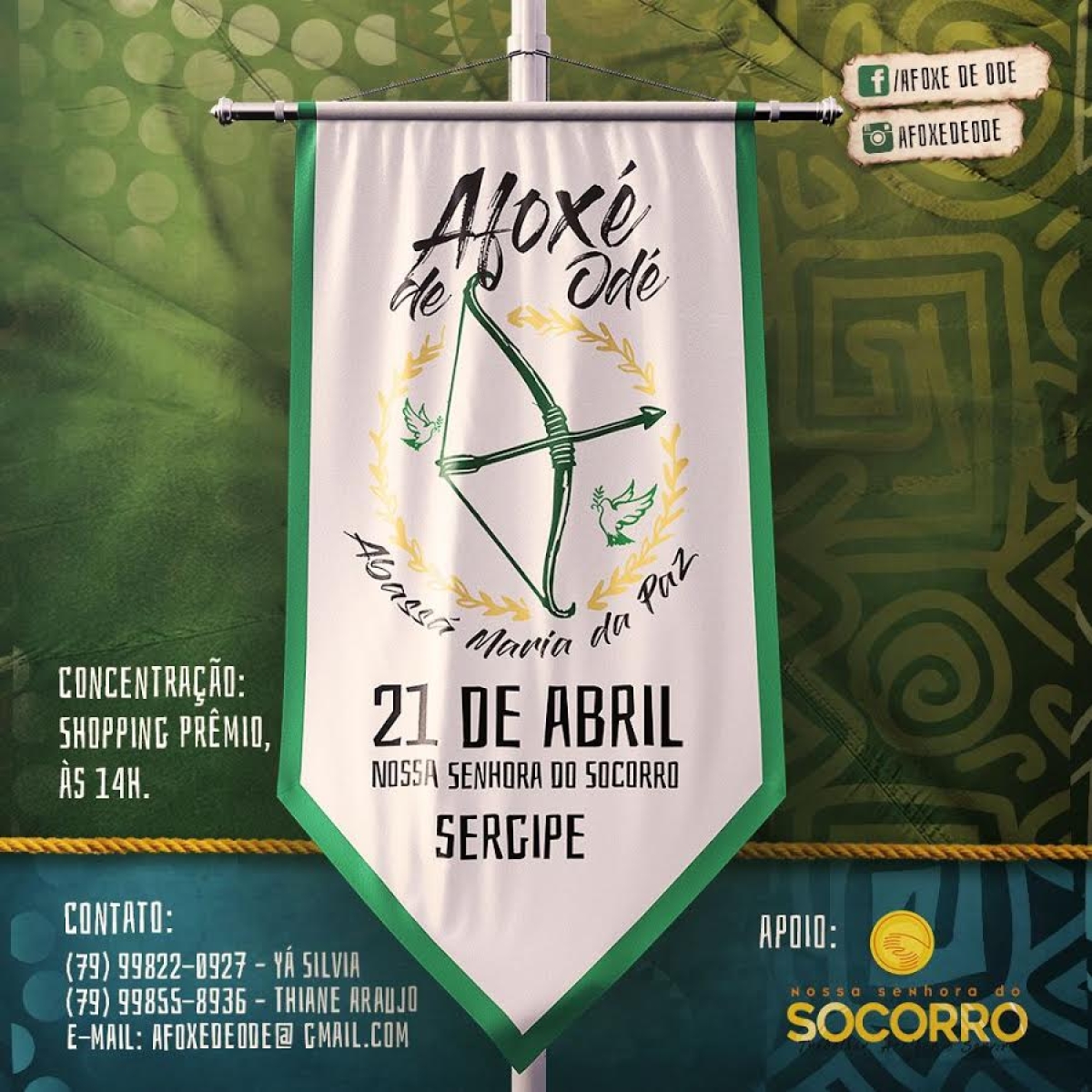 6º edição do Afoxé de Odé leva alegria, paz, axé e cultura para as ruas de Nossa Senhora do Socorro (Imagem: Divulgação)