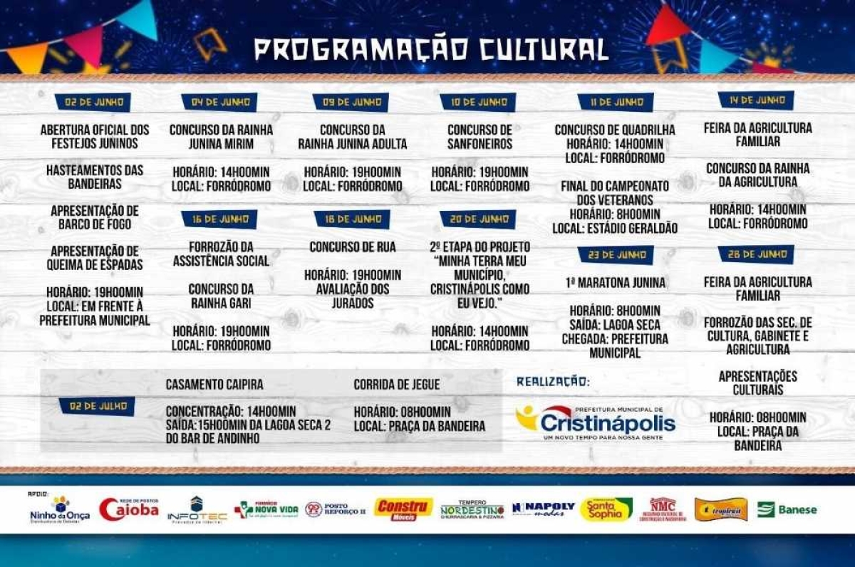 Confira a programação cultural (Foto: Divulgação/Secretaria de Cultura de Cristinápolis)