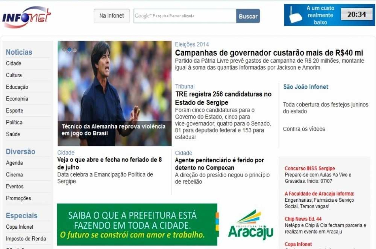 Portal Infonet seleciona estagiário para turno da tarde (Imagem: Reprodução/Portal Infonet)