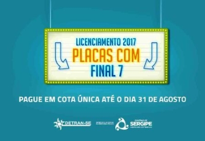 Detran/Sergipe alerta sobre calendário de pagamento do Licenciamento 2017 (Imagem: Detran/SE)