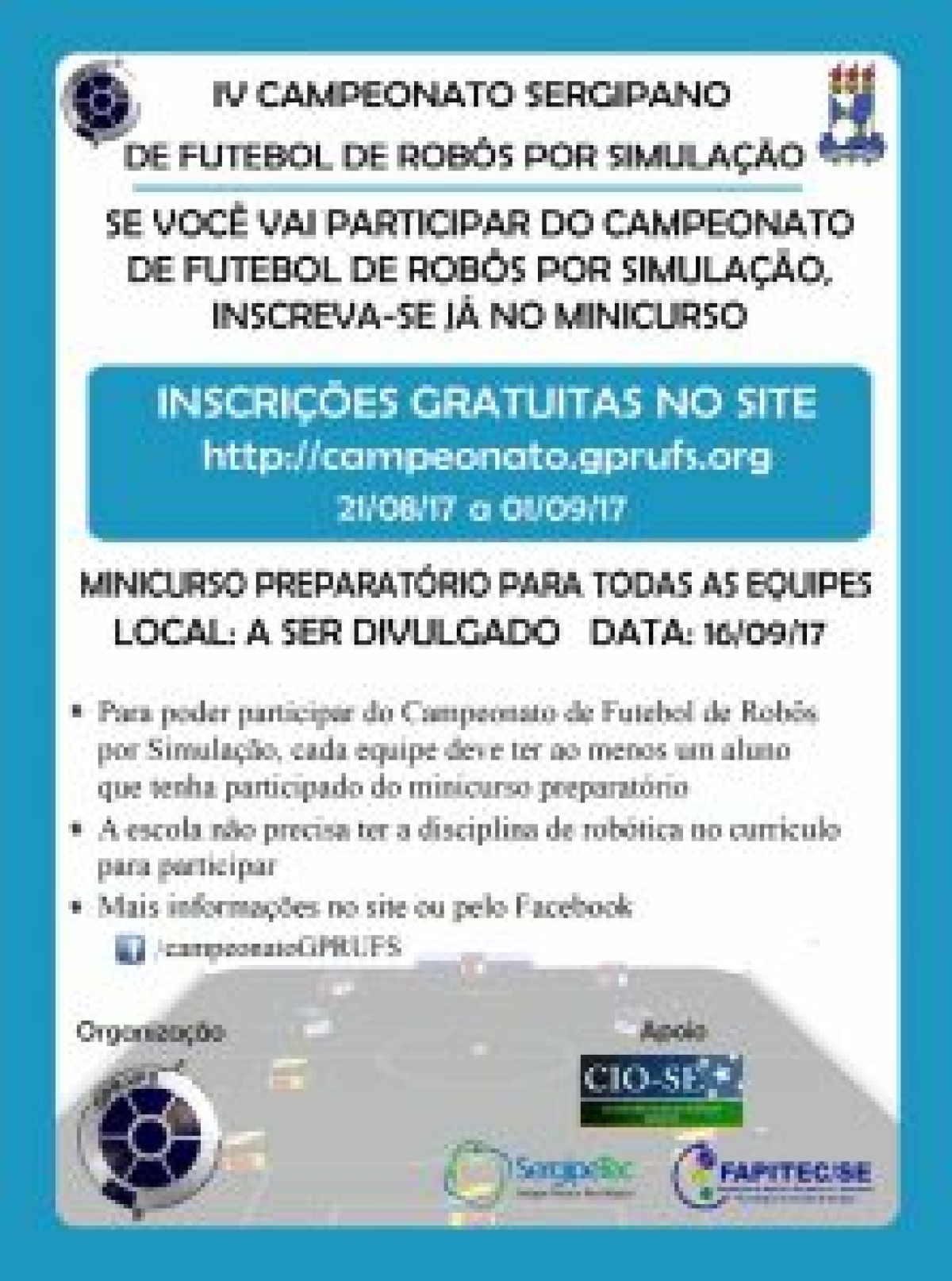 Campeonato Sergipano de Futebol de Robôs por Simulação: inscrições abertas até esta sexta, 1º (Imagem: Divulgação)