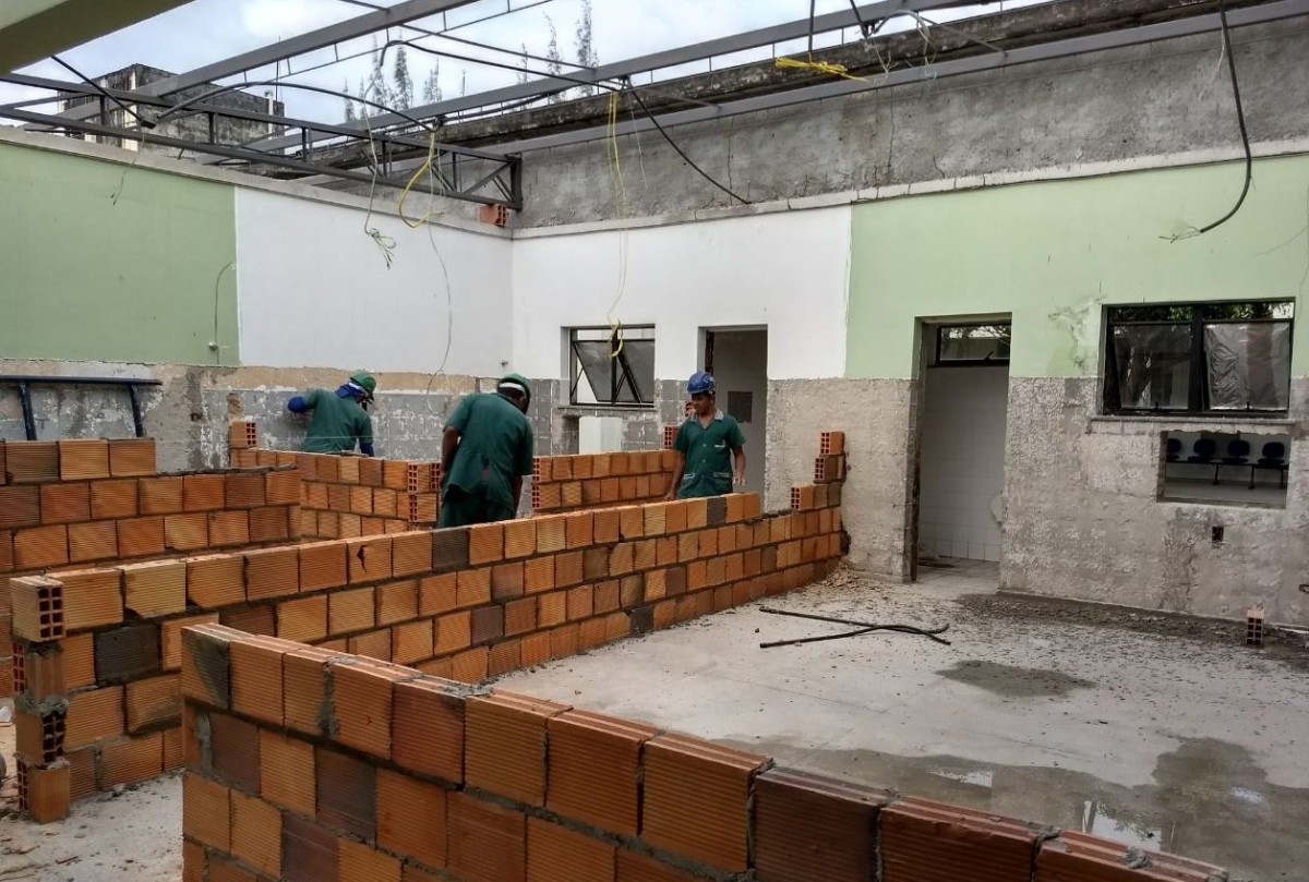 Reforma para instalação do tomógrafo no Hospital de Itabaiana está a todo o vapor (Foto: SES/SE)