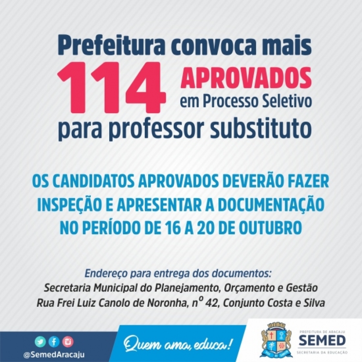 Prefeitura de Aracaju convoca mais 114 aprovados em Processo Seletivo para a Educação (Imagem: Semed/Aracaju)