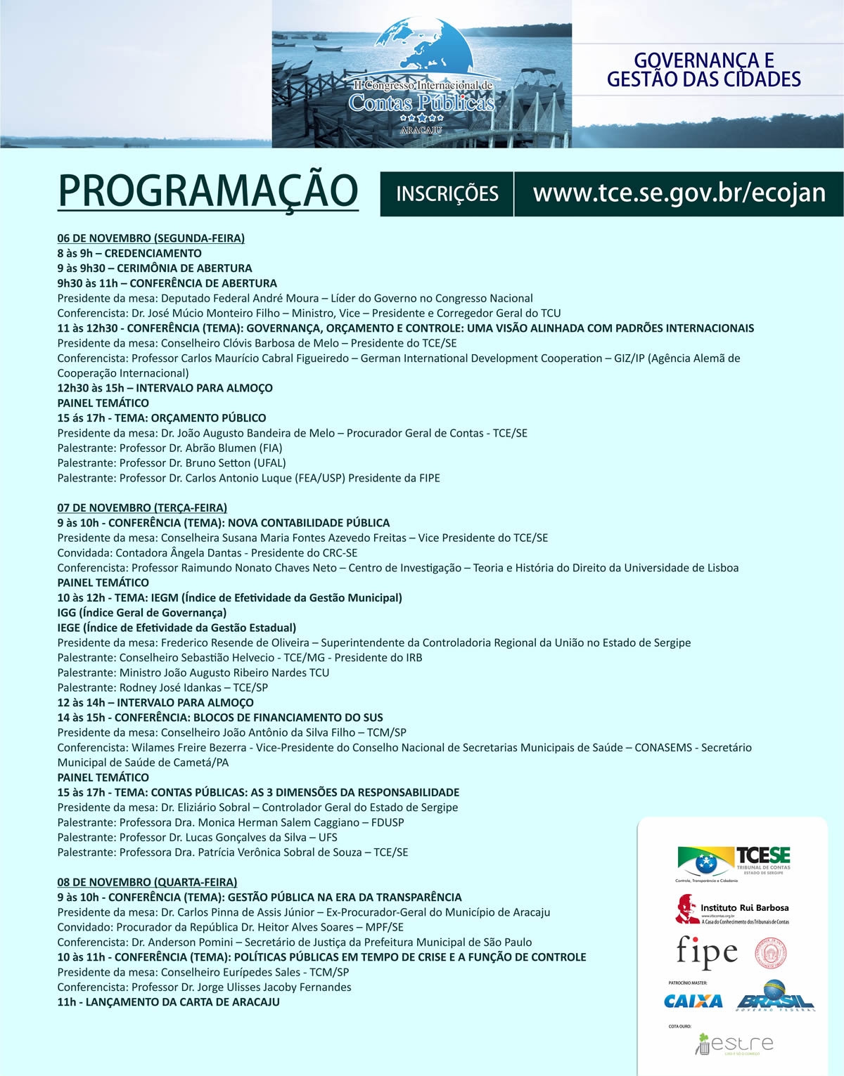 Programação do II Congresso Internacional de Contas Públicas (Imagem: Divulgação/TCE/SE)