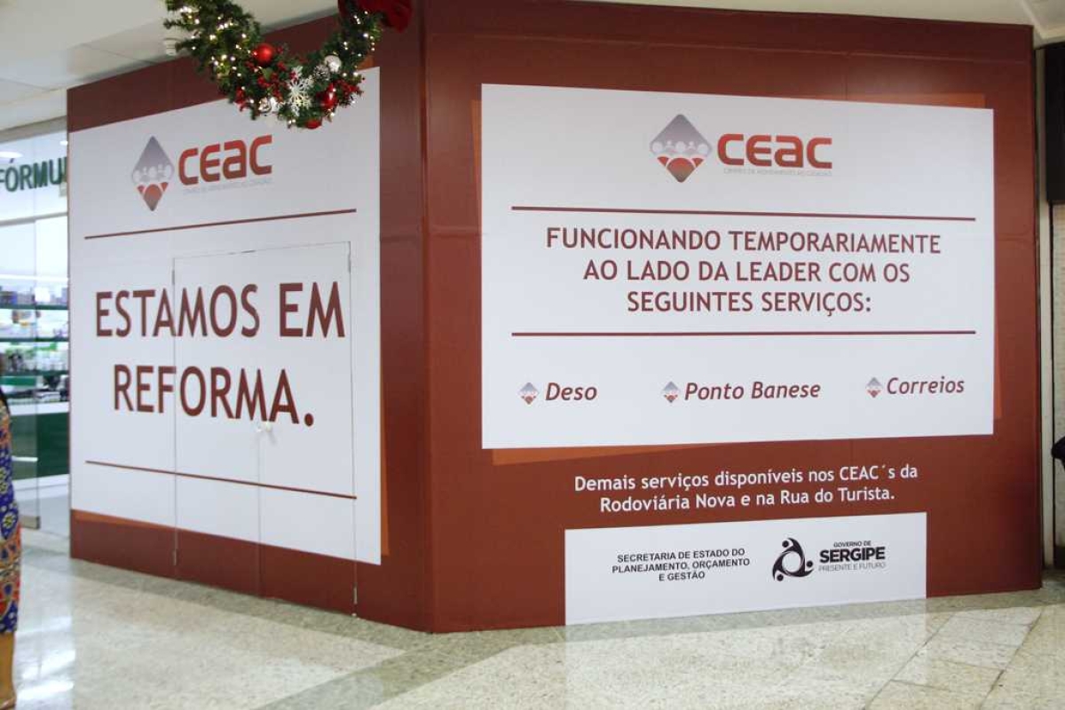 Mesmo com reforma alguns serviços prestados pelo Ceac do Riomar continuam no shopping (Foto: Seplag/SE)