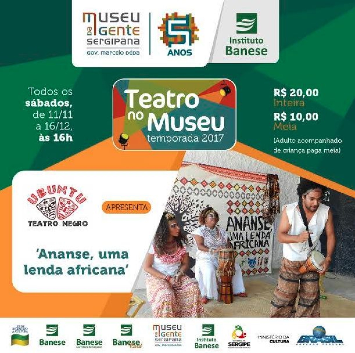 Espetáculo "Ananse, uma lenda africana" entrará em cartaz no Museu da Gente Sergipana (Imagem: Divulgação)