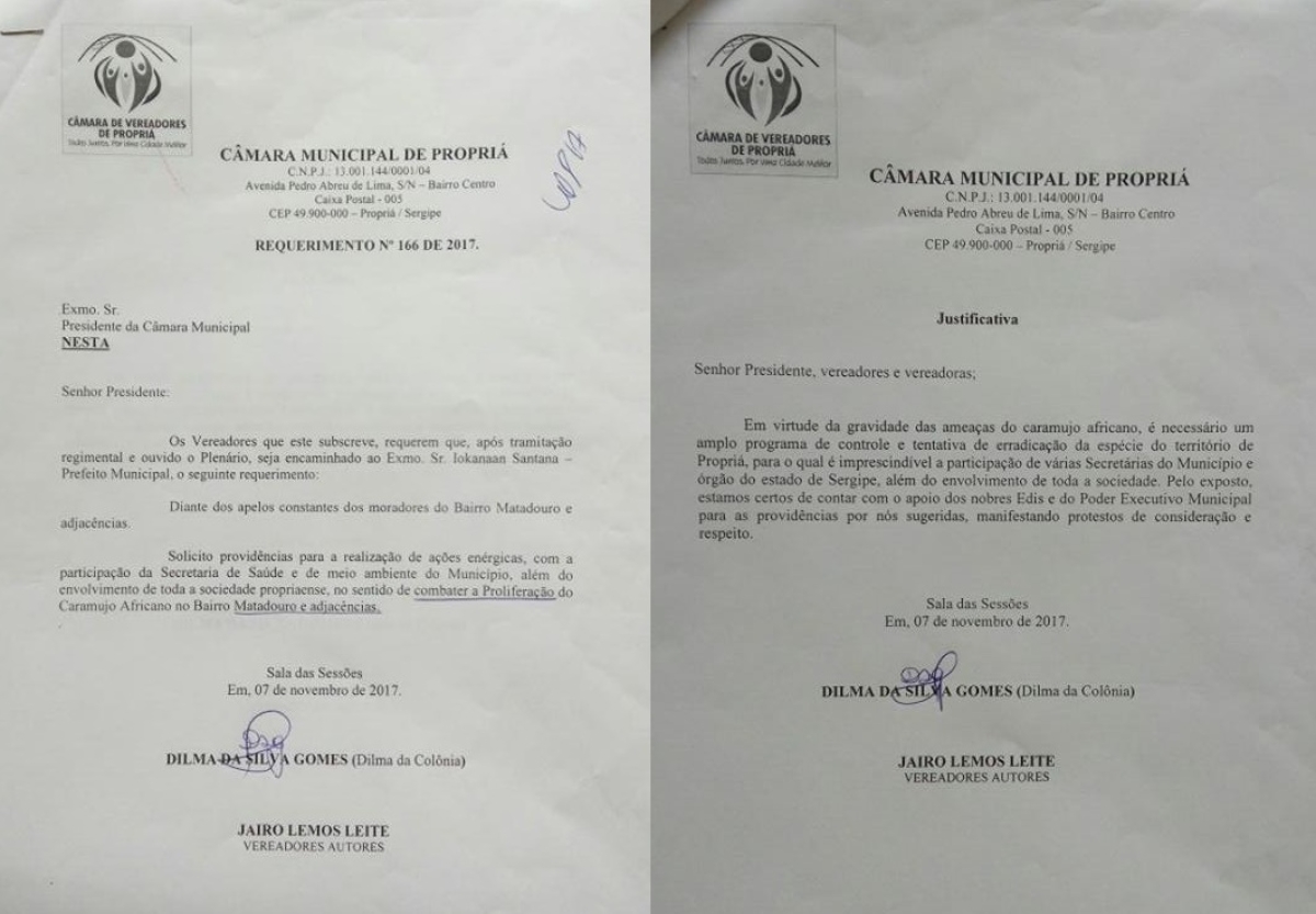 Ofício da Prefeitura de Propriá (Foto: Reprodução)
