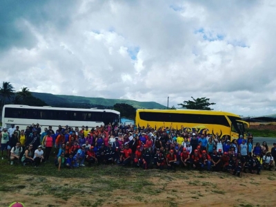 Trilheiros de várias partes do estado participaram do Trilhão em prol do Parque dos Falcões (Foto: Portal Itnet)