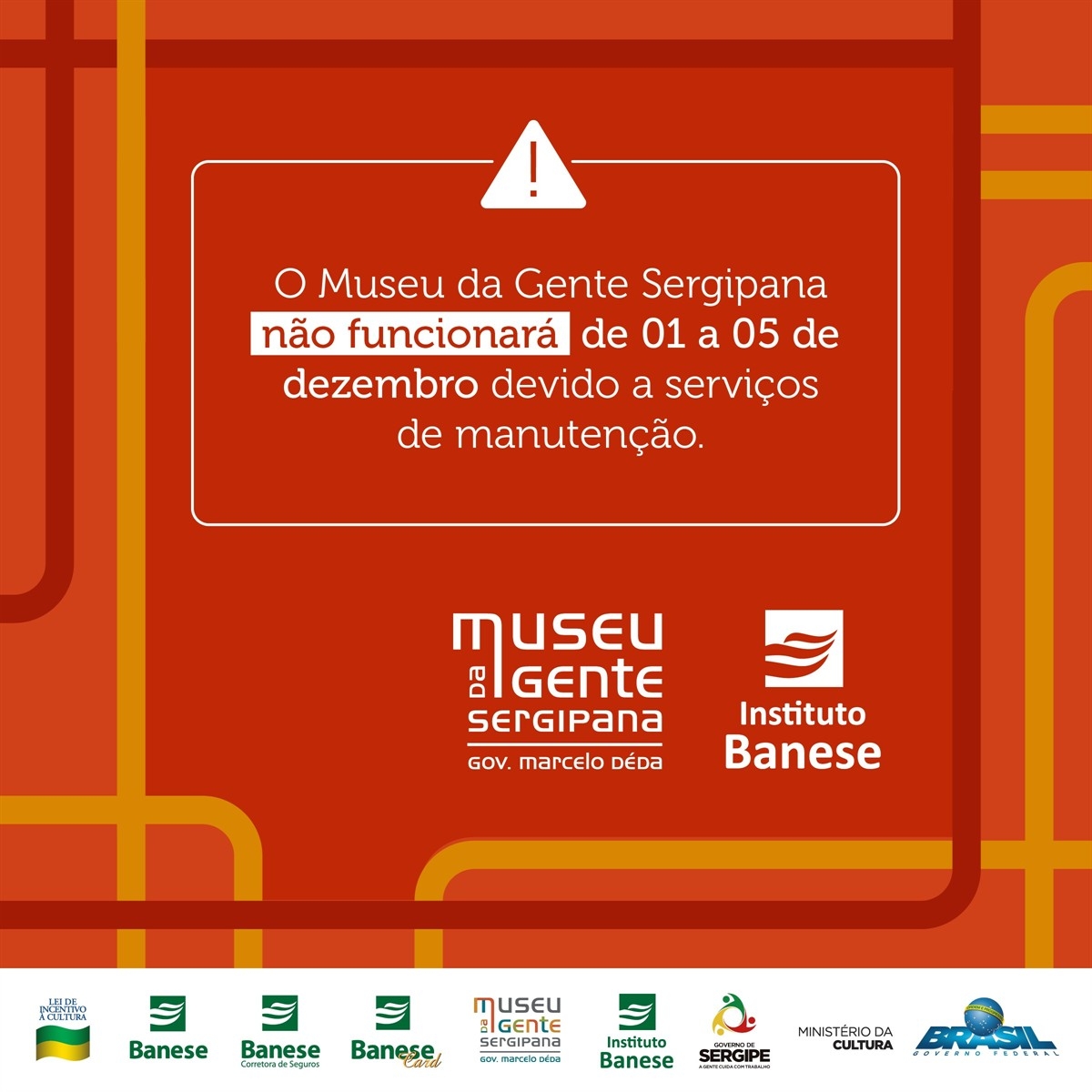 Fechamento temporário do Museu da Gente Sergipana Gov. Marcelo Déda (Imagem: Divulgação)