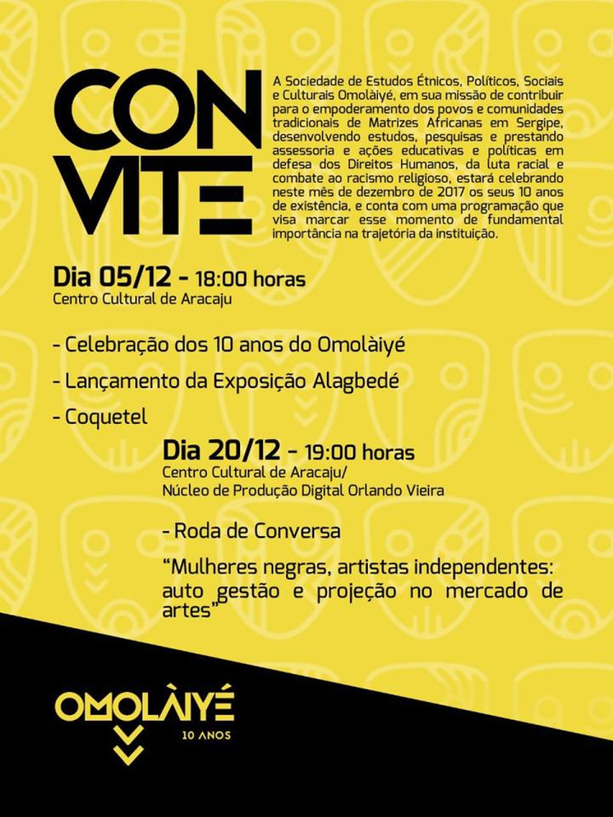 Sociedade Omolàiyé celebra 10 anos de existência com ampla programação (Imagem: Divulgação)