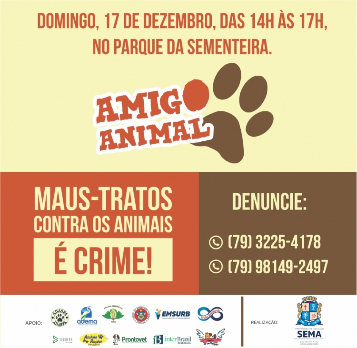 Projeto Amigo Animal visa proteger os animais contra maus tratos (Imagem: Divulgação/Sema/Aracaju)