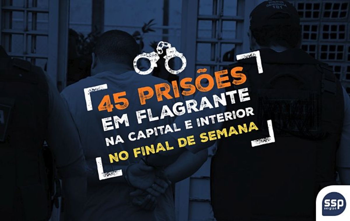 SSP registra 45 prisões em flagrante nas Delegacias Plantonistas no final de semana (Imagem: SSP/SE)