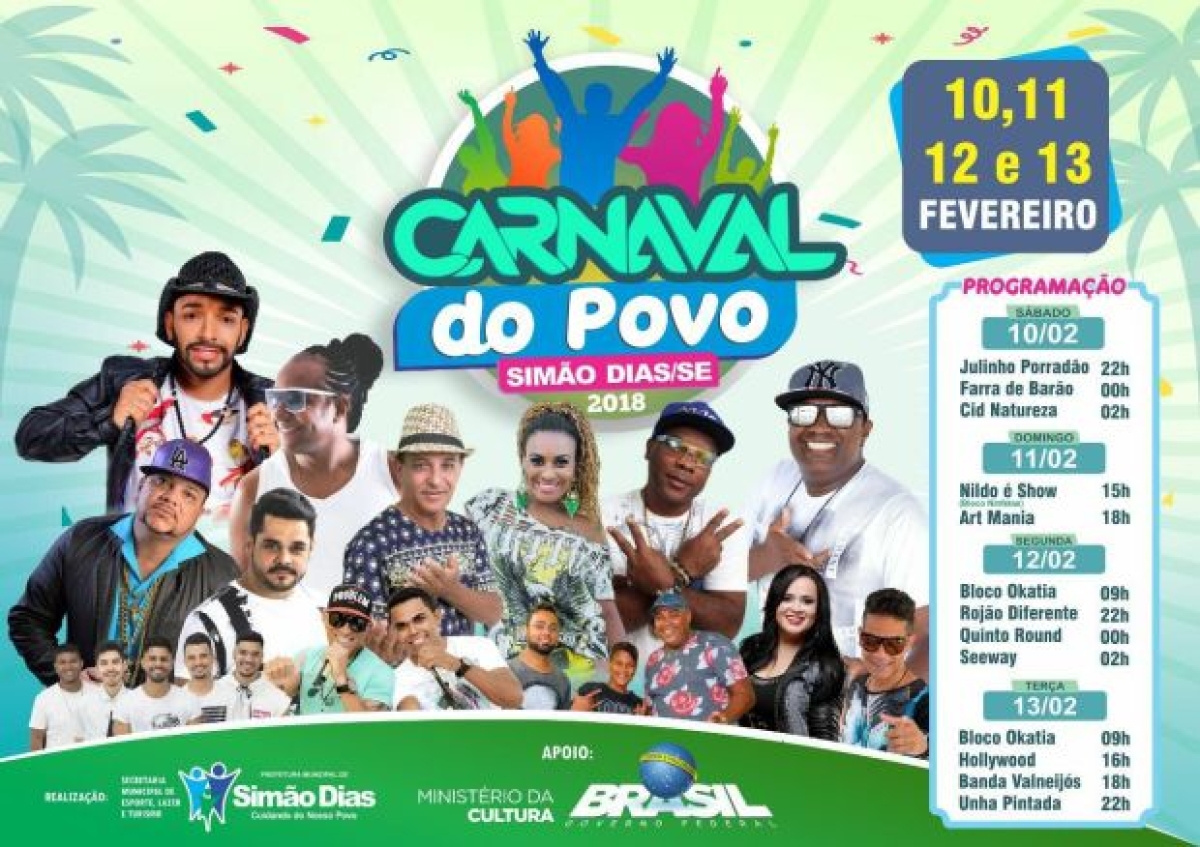 Programação do Carnaval de Simão Dias (Imagem: Lagarto Como Eu Vejo)
