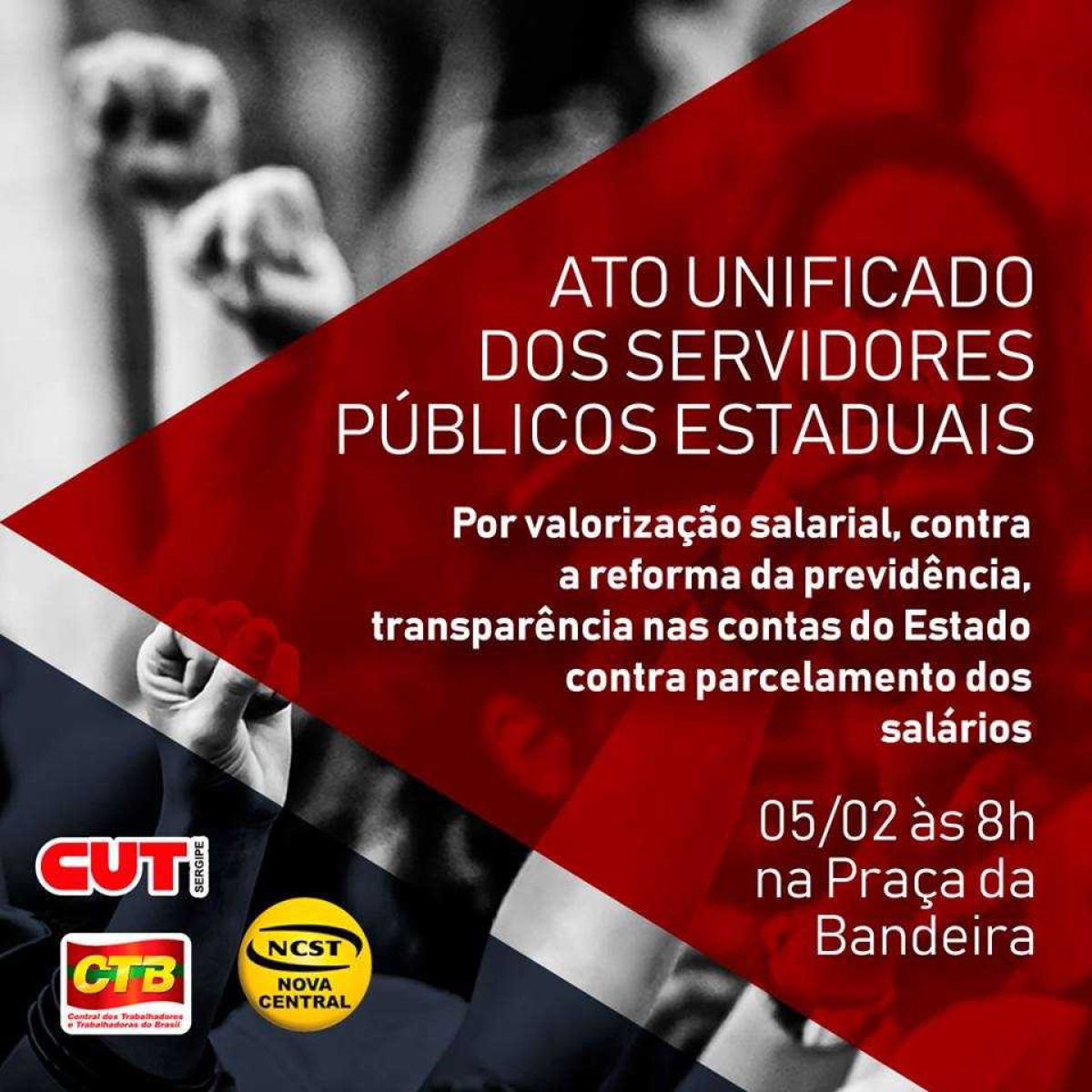 Magistério e demais servidores públicos estaduais realizam ato dia 05 em frente ao Sergipeprevidência (Imagem: Divulgação/Sintese)