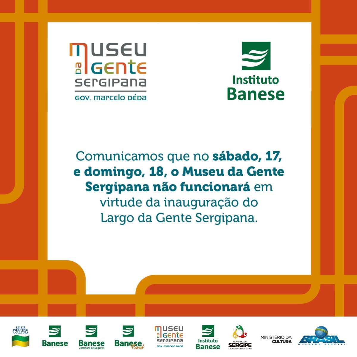 Museu da Gente Sergipana não funcionará dias 17 e 18 de março (Imagem: Divulgação)