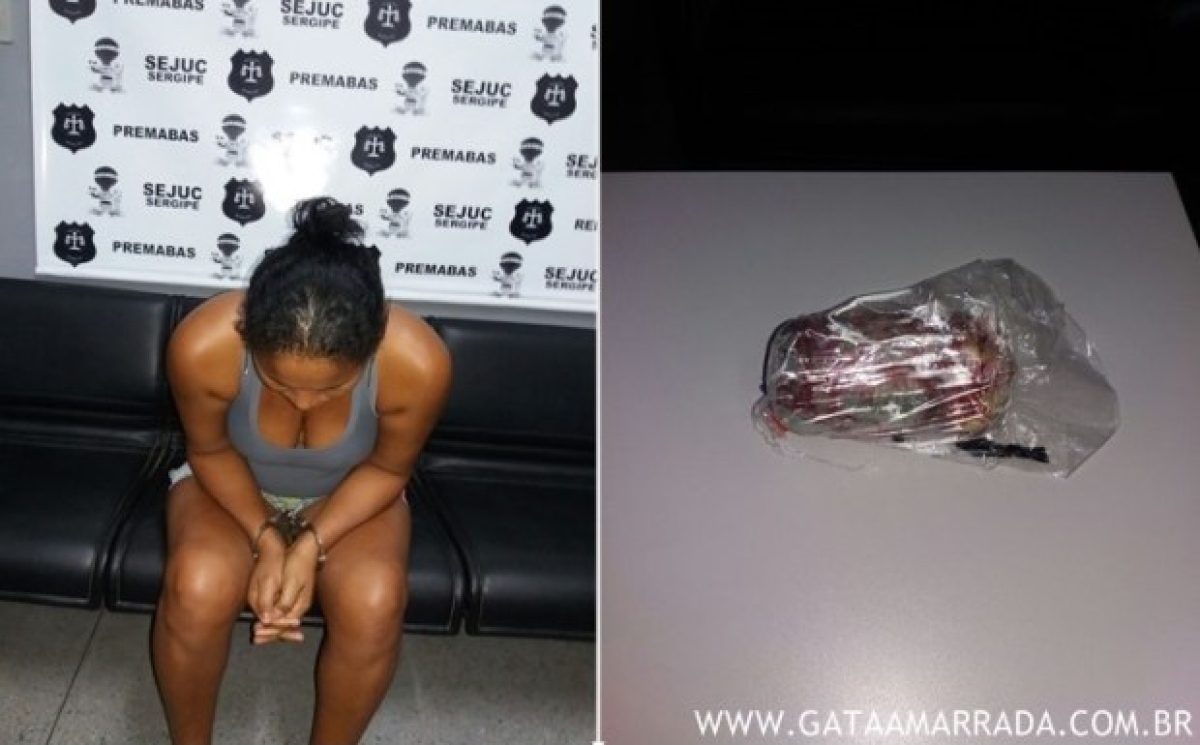 Mulher é presa tentando entrar em presídio com drogas nas partes íntimas (Foto: Site Gata Amarrada)
