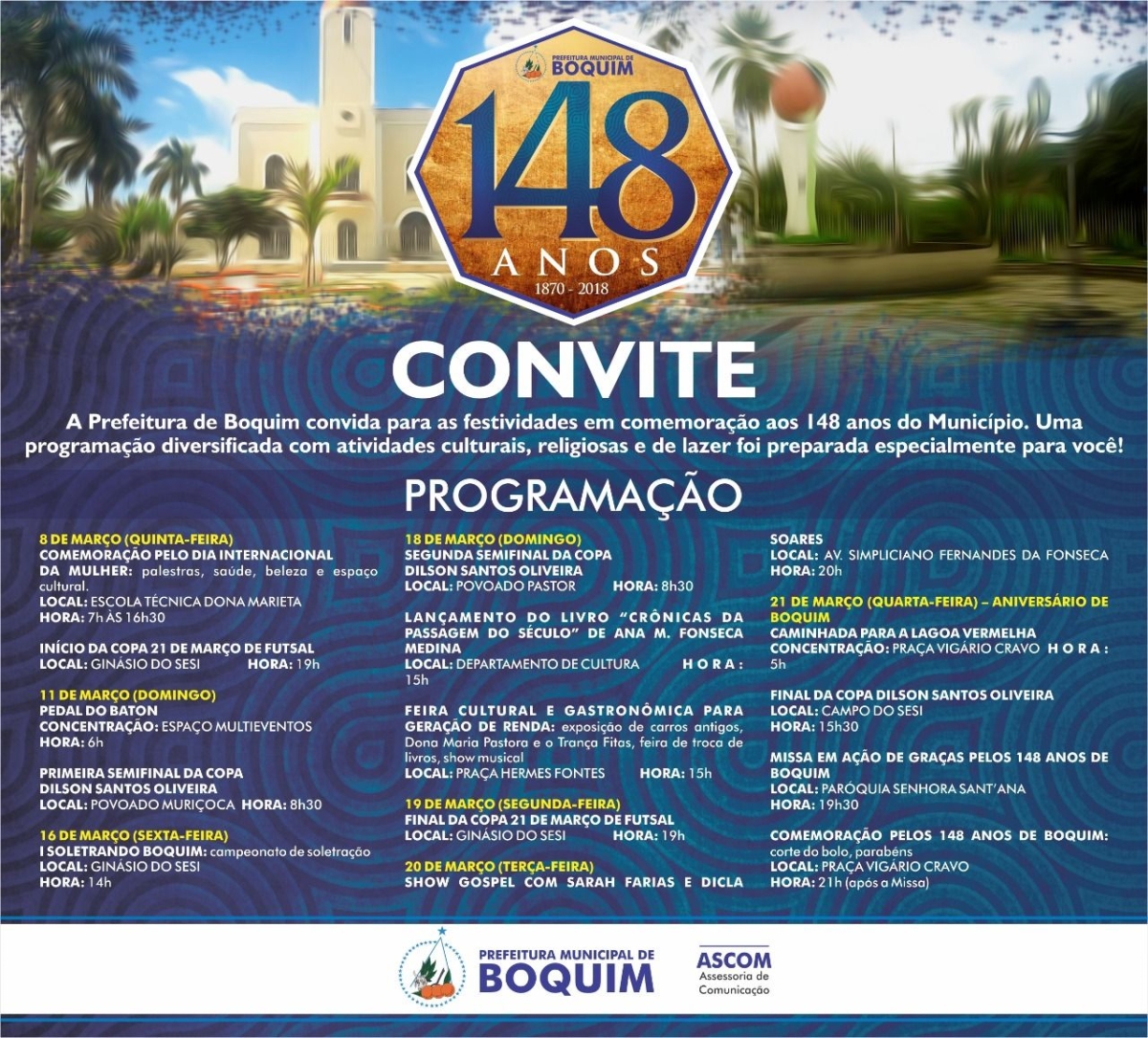 Boquim comemora 148 anos de emancipação política (Imagem: Divulgação)