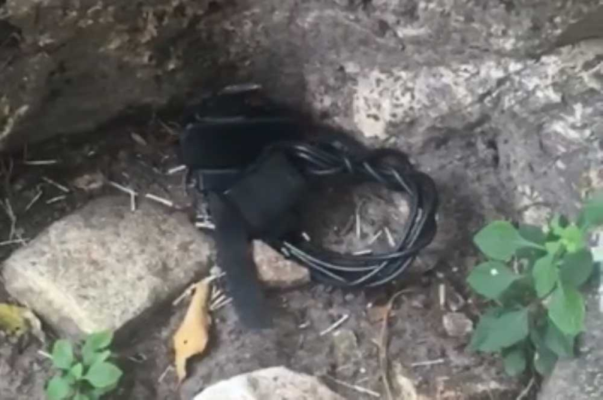 Tornozeleira foi encontrada na Praça Olímpio Campos (Foto: Reprodução/Informações Policiais/Via Portal Infonet)