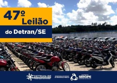 47º Leilão de Veículos do Detran/SE acontece no dia 26 de abril (Imagem: Detran/SE)