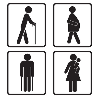 Ícones representando idoso, gestante, pessoa com deficiência e pessoa com criança de colo (Imagem: StockPhotos)