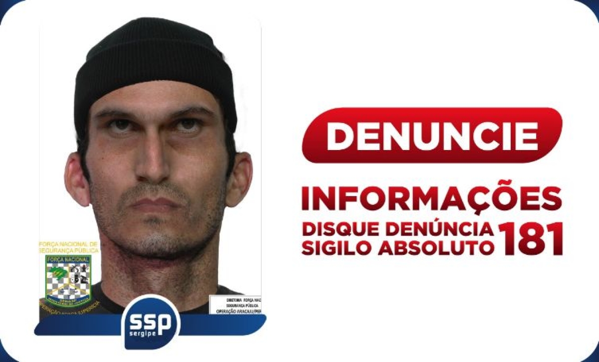 Cope divulga retrato falado de um dos envolvidos na morte do capitão Oliveira (Imagem: SSP/SE)