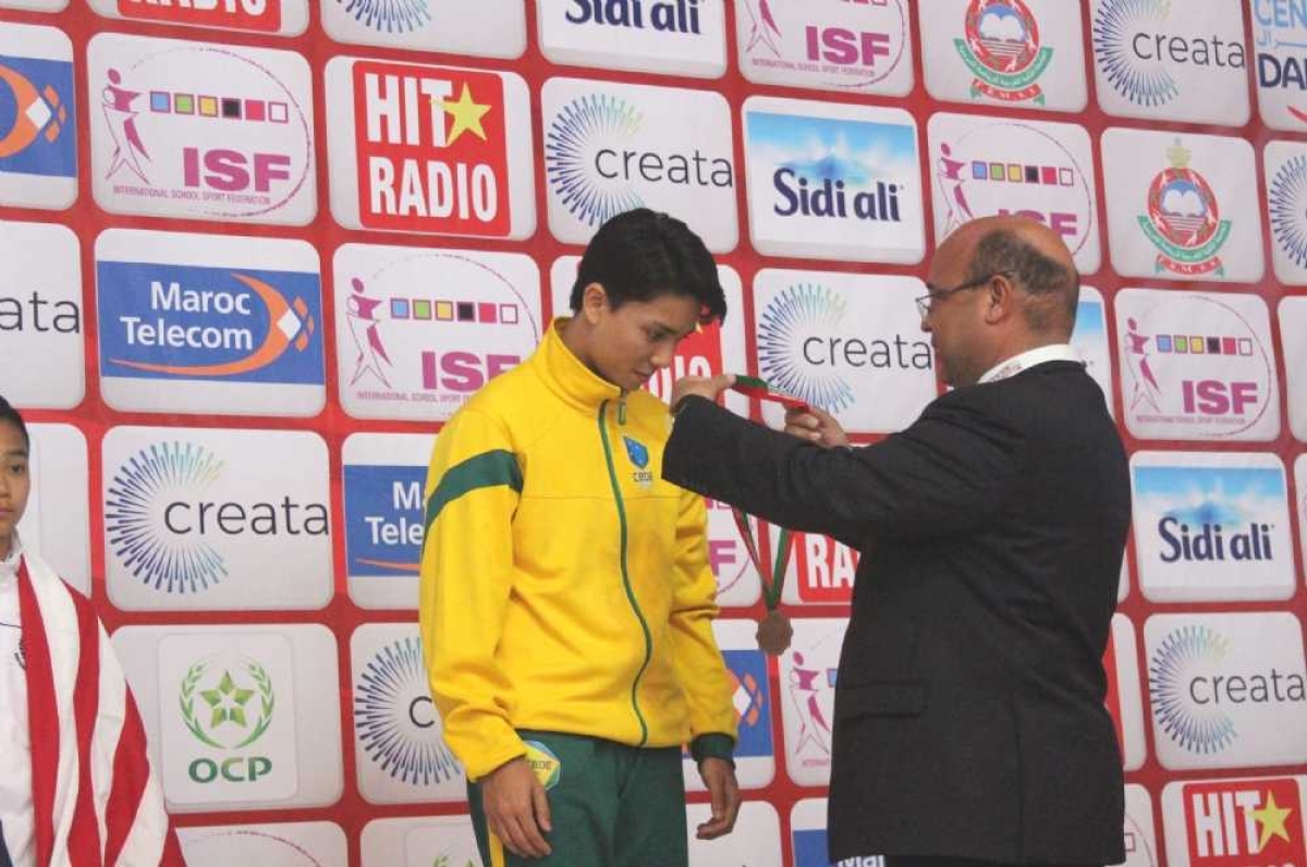 O bronze foi conquistado em olimpíada escolar no Marrocos (Foto: Assessoria Seel/SE)